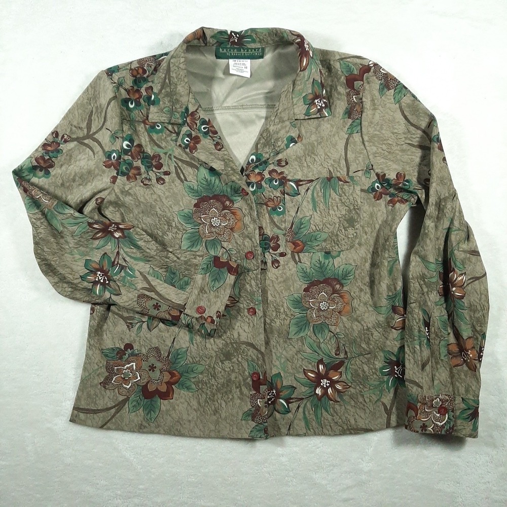 Harvé Benard by Benard Holtzman Floral Lined Vintage Button-Up Blouse Women  10